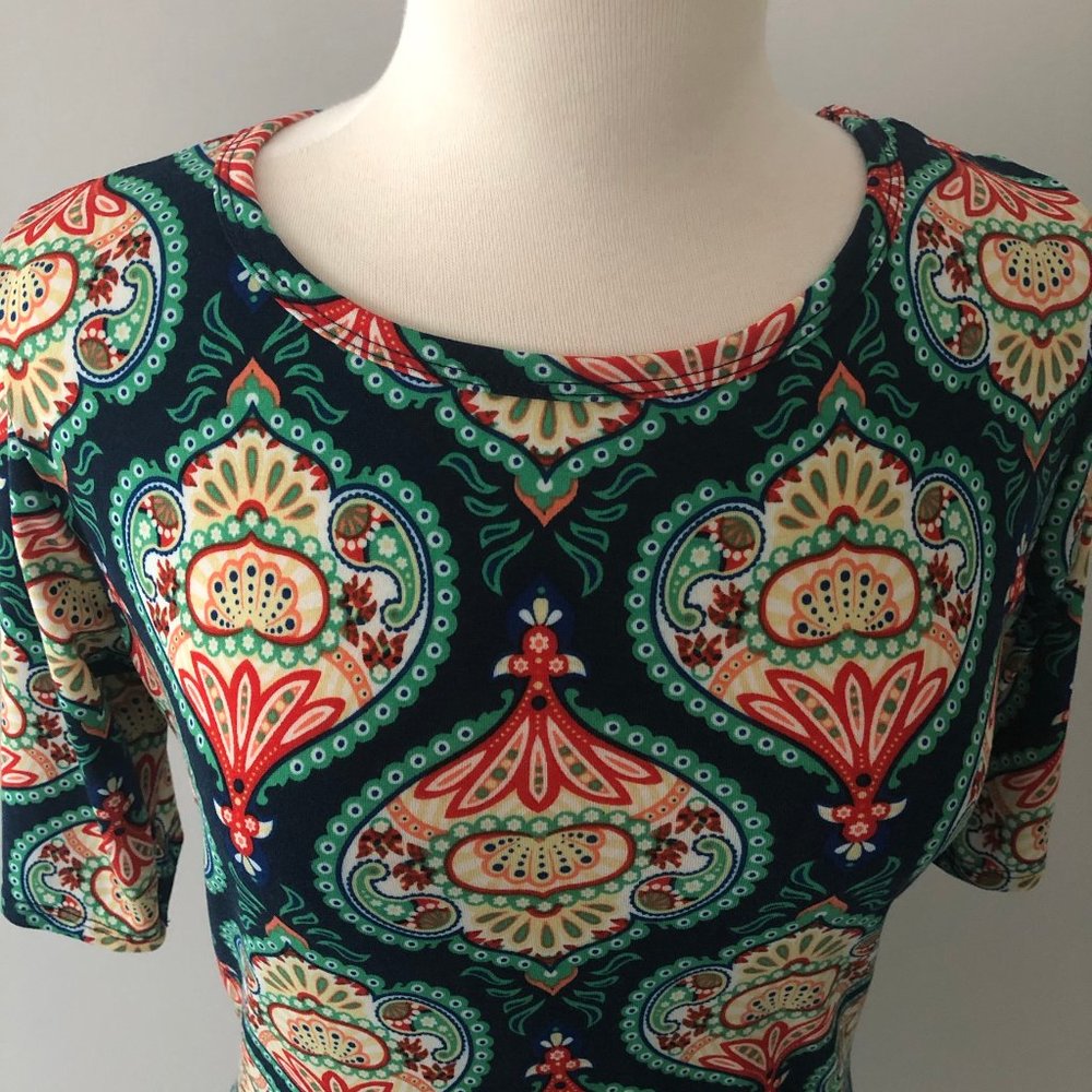 Lula Roe Knit Patterned Dress - Picture 3 of 8